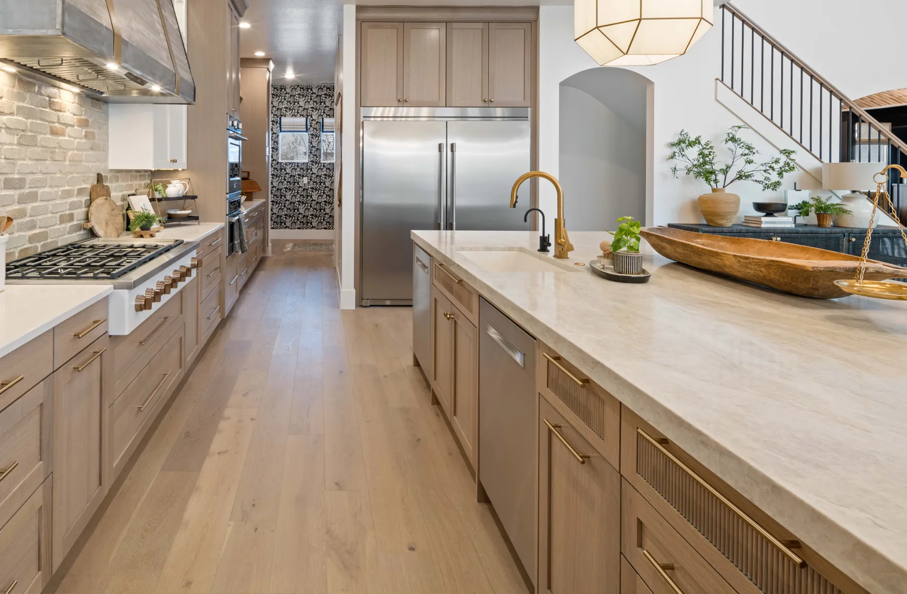 Modern kitchen with custom quartz countertops